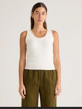 Quince 100% Organic Cotton Waffle Cropped Sweater Tank
